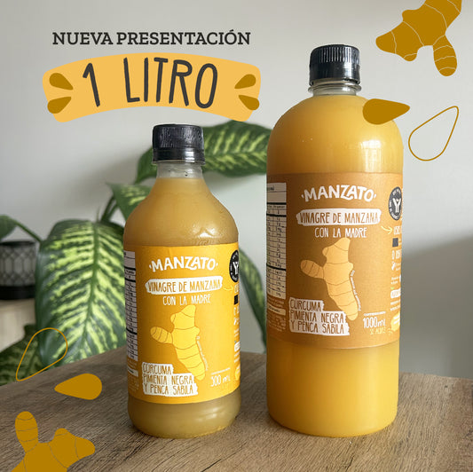 Vinagre de Manzana con cúrcuma, pimienta negra y penca sábila 1 Litro
