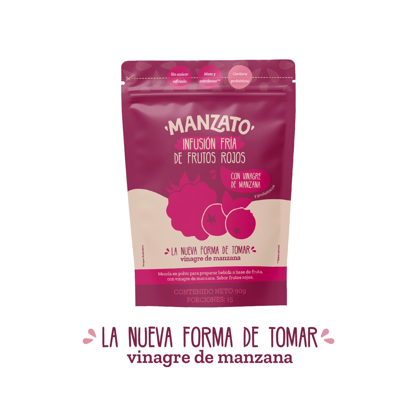 Infusión en polvo de frutos rojos con vinagre de manzana