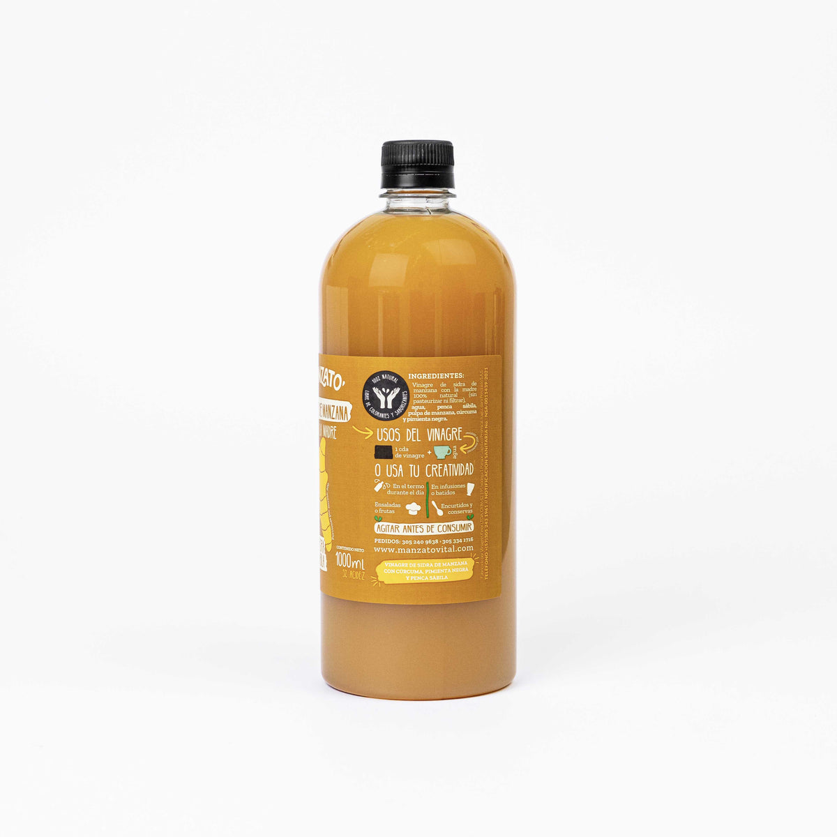 VINAGRE DE MANZANA CON CÚRCUMA, PIMIENTA NEGRA Y PENCA SÁBILA 1 LITRO