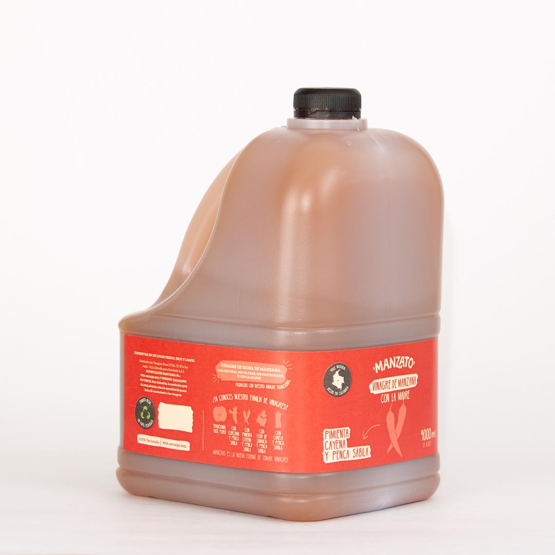 Vinagre de Manzana con pimienta cayena y penca sábila 4lt