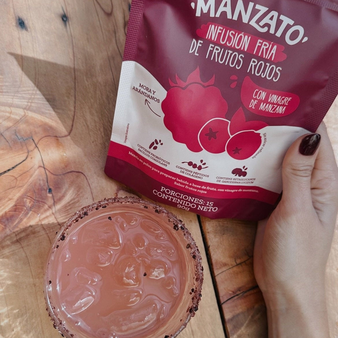 Infusión en polvo de frutos rojos con vinagre de manzana