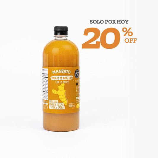 Vinagre de Manzana con cúrcuma, pimienta negra y penca sábila 1 Litro