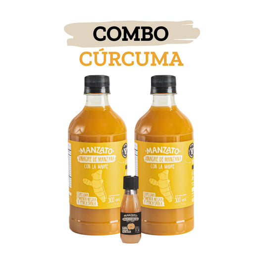 2 vinagres con cúrcuma + 1 mini vinagre