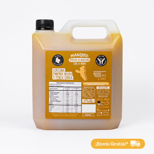 Vinagre de Manzana con cúrcuma, pimienta negra y penca sábila 4lt