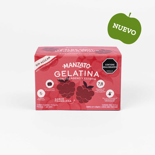 Gelatina sabor Frambuesa con colágeno y estevia (x5 sobres)