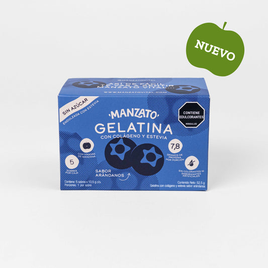 Gelatina sabor Arándanos con colágeno y estevia (x5 sobres)