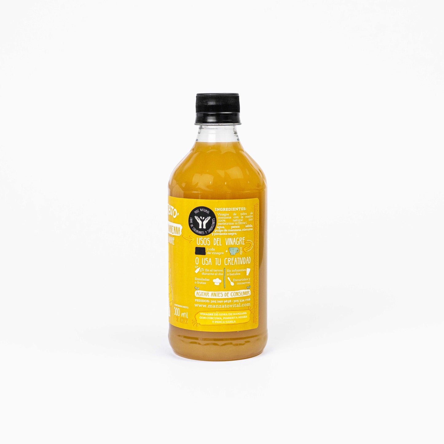 Vinagre de Manzana con cúrcuma, pimienta negra y penca sábila 500ml