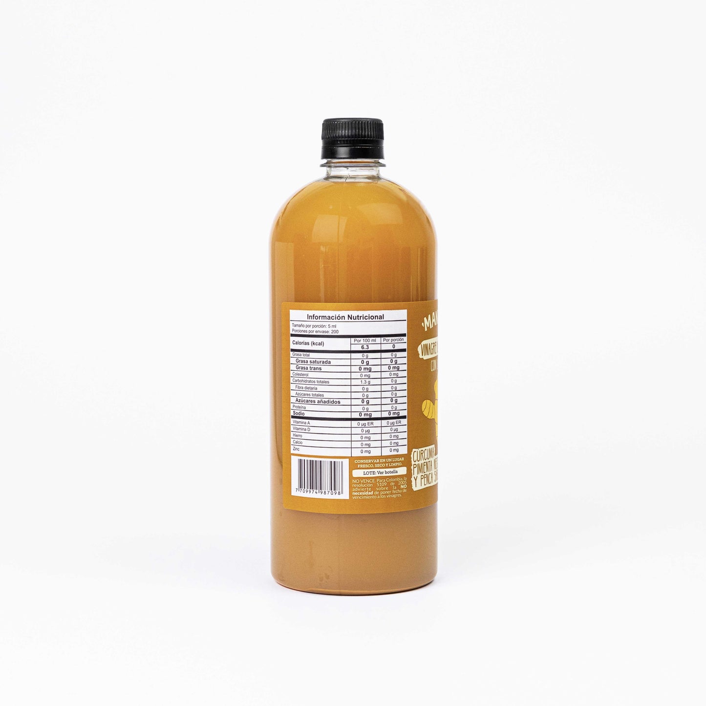 Vinagre de Manzana con cúrcuma, pimienta negra y penca sábila 1 Litro