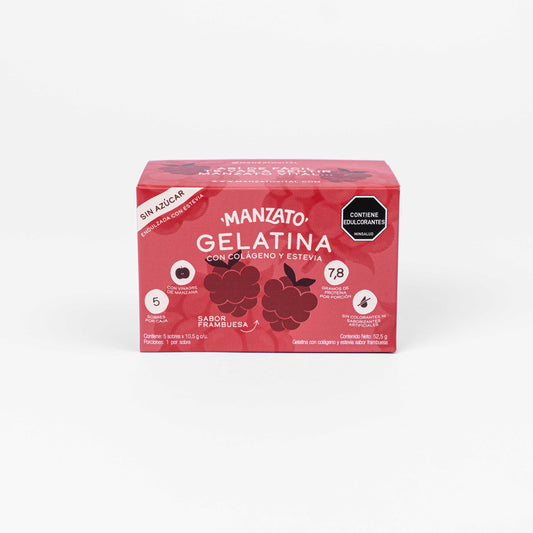 Gelatina sabor Frambuesa con colágeno y estevia (x5 sobres)