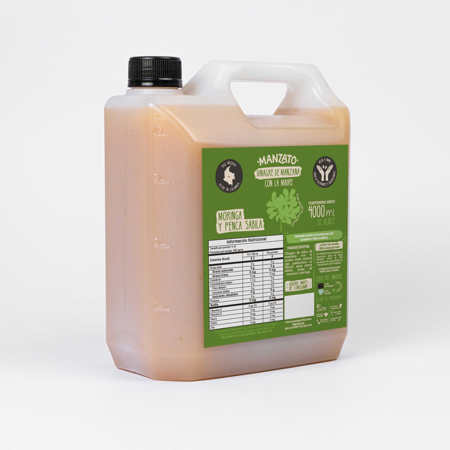Vinagre de Manzana con moringa y penca sábila 4lt